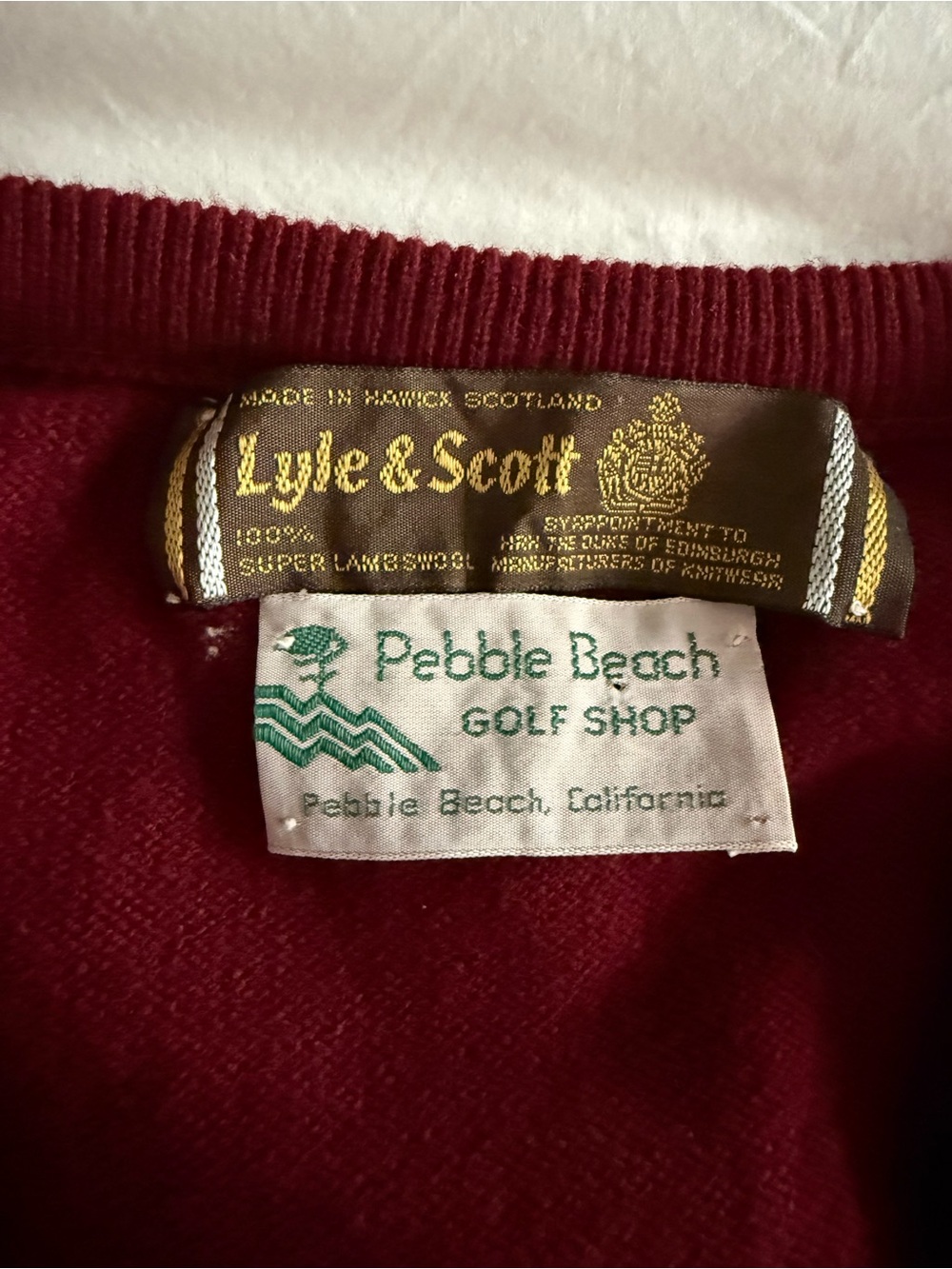 Lyle & Scott Red Sweater with Pebble Beach Sweater
